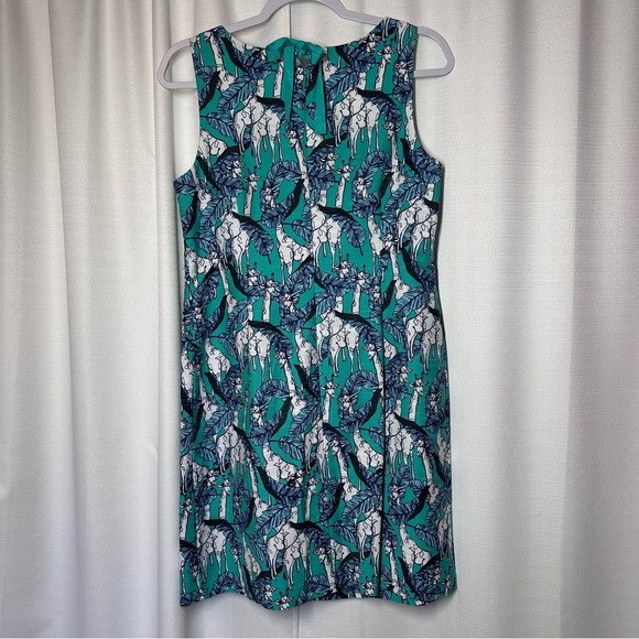New Talbots Womens Sheath Dress Giraffe Print Sleeveless Stretch Zip 8P Hawaiian - Picture 8 of 11